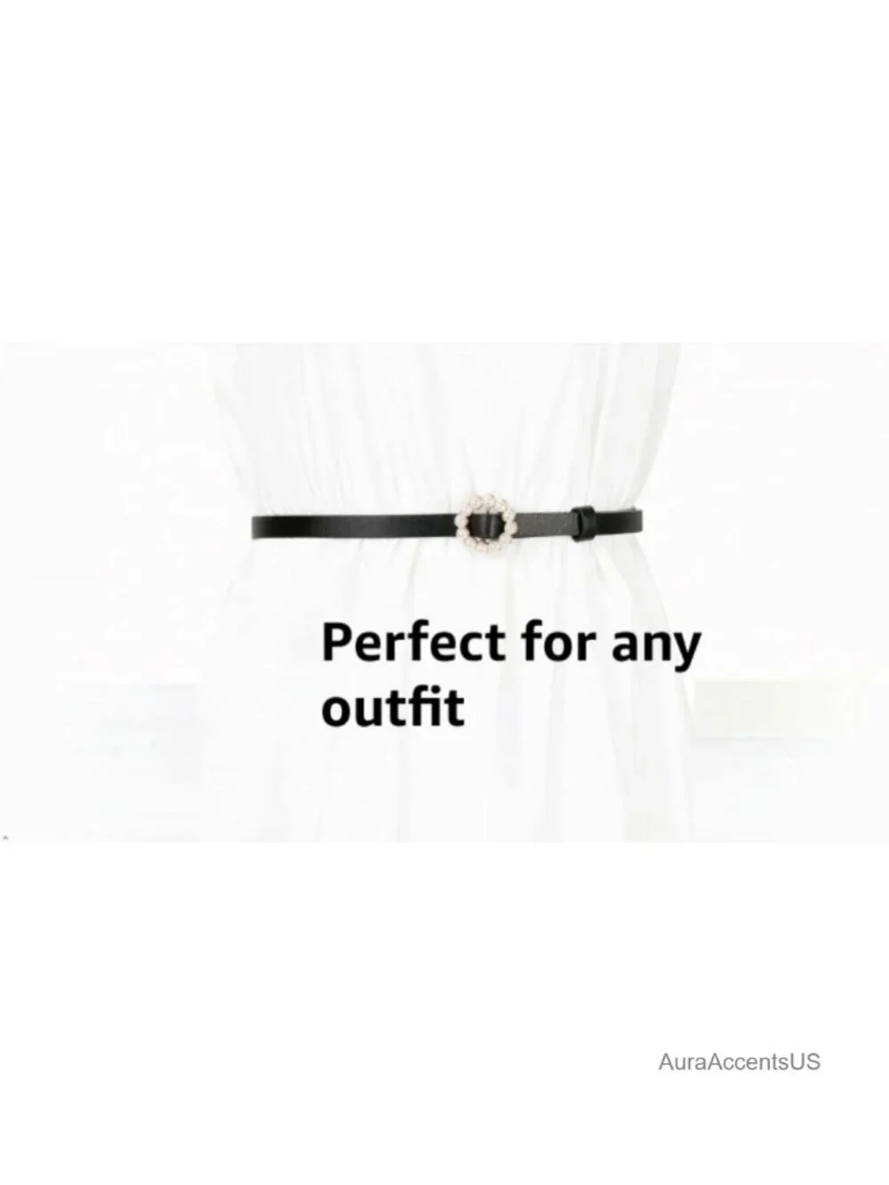Faux Leather Pearl Circle Buckle Adjustable Belt